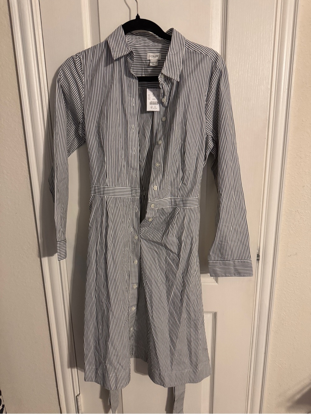 J. Crew Blue and White Striped Shirt Dress - Picture 1 of 3